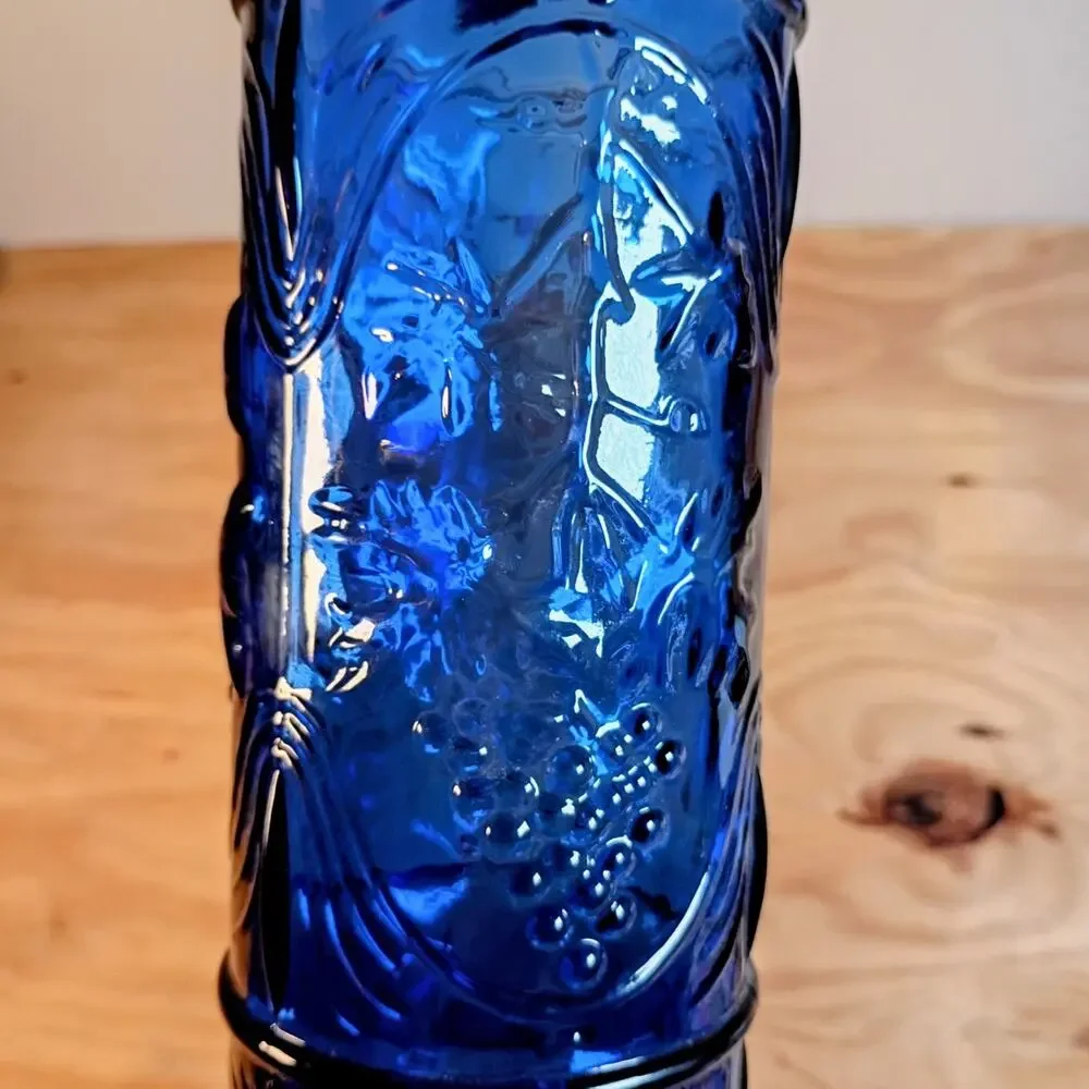 Chateau Elan Winery Cobalt Blue Glass Decanter Bottle w/ Chateau Cork Stopper